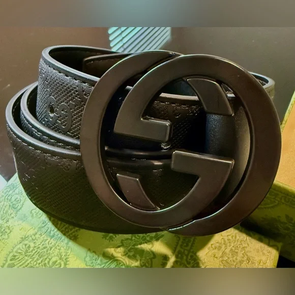 Black GG Style Belt Size XL (120cm) w/ Box & Dust Bag - Picture 1 of 6